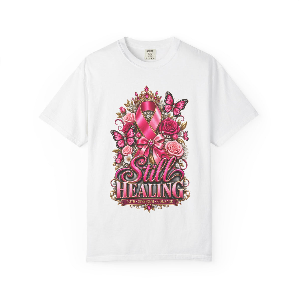 Breast Cancer Awareness T-Shirt — "Still Healing" Pink Ribbon Support Tee