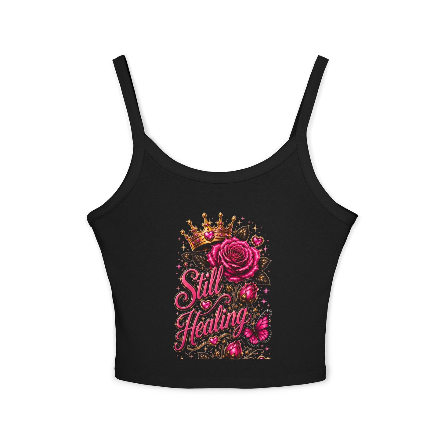 Still Healing Tank Top — Floral Crown Rose Empowerment Crop