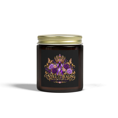Still Healing Purple Ribbon Scented Candle — Coconut Apricot Wax (4oz/9oz)