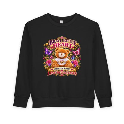 Brave Little Heart Toddler Sweatshirt – Personalized Bear & Butterflies “Love Never Leaves”