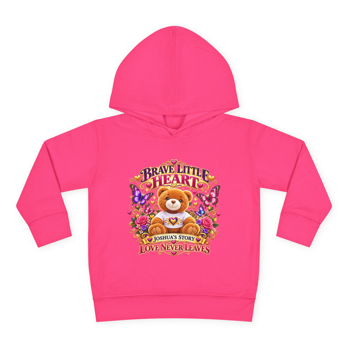 Toddler Hoodie - "Brave Little Heart" Teddy Design (Personalize: Joshua's Story)