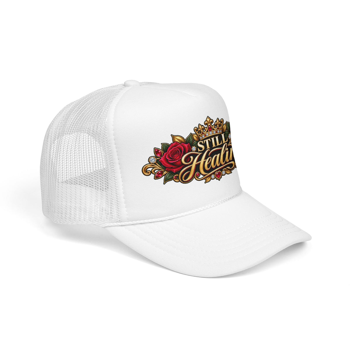 Still Healing Trucker Hat — Floral Crown Recovery Mesh Cap