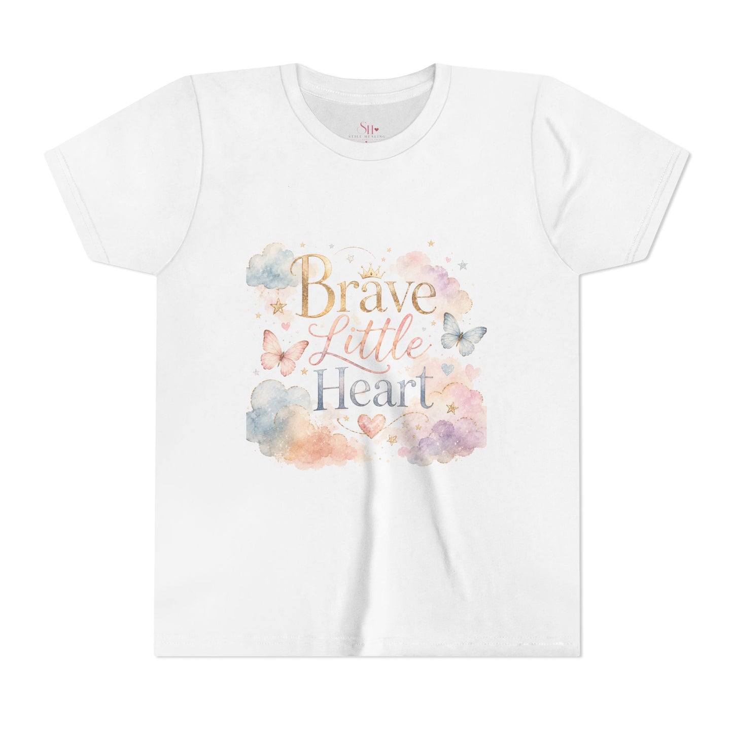 Youth Tee — "Brave Little Heart" Watercolor Butterfly Kids Shirt