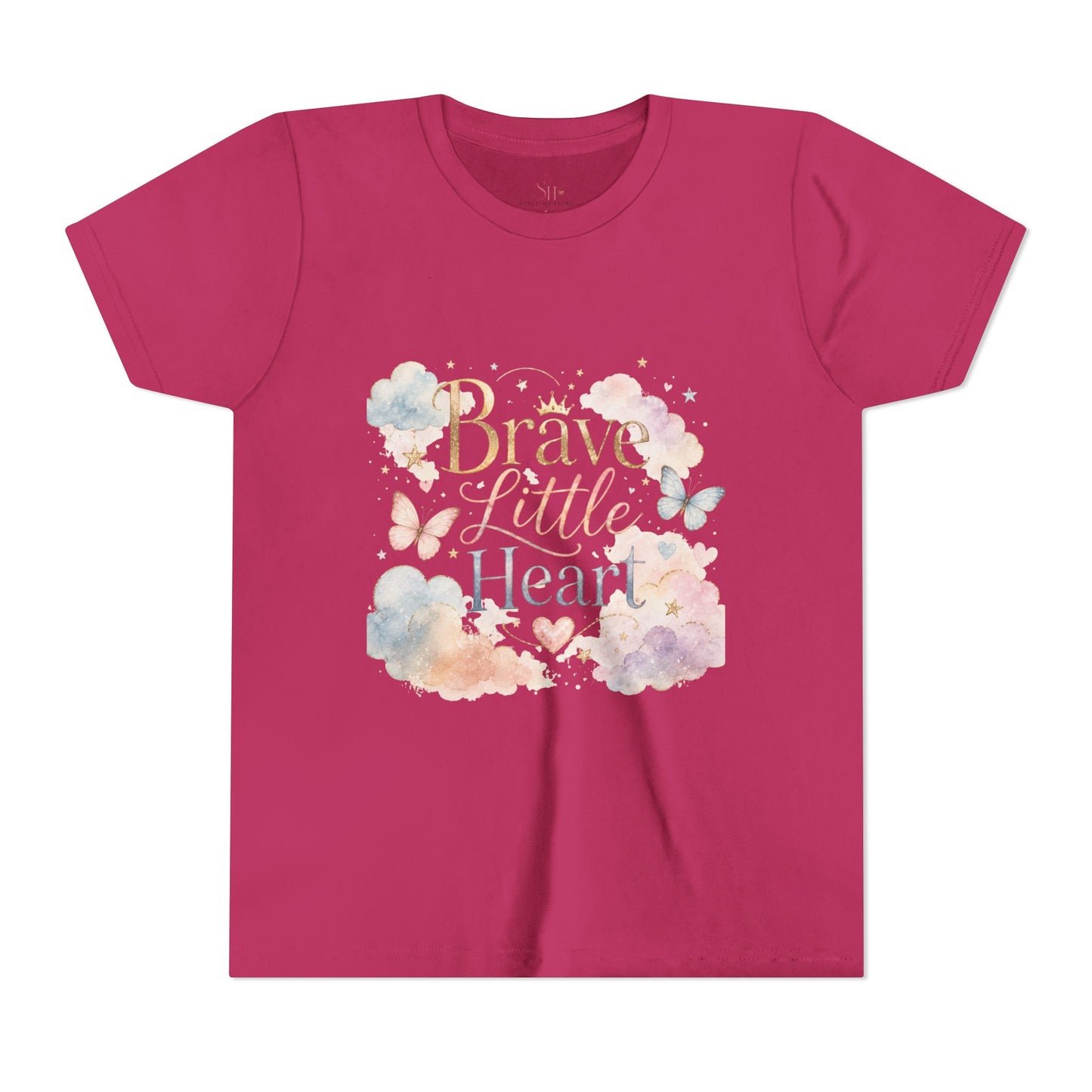 Youth Tee — "Brave Little Heart" Watercolor Butterfly Kids Shirt