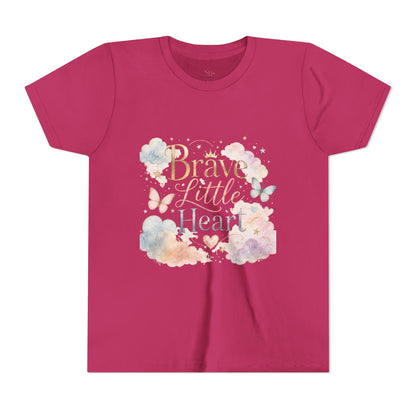 Youth Tee — "Brave Little Heart" Watercolor Butterfly Kids Shirt