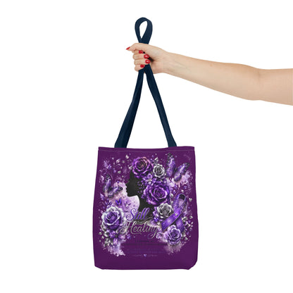 Tote Bag — Purple Silent Healing Floral Ribbon Design