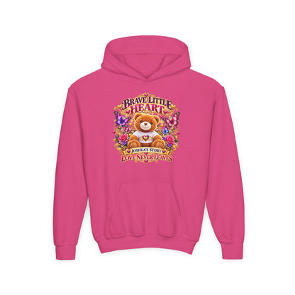 Brave Little Heart Youth Hoodie – Personalized Teddy Bear 'Love Never Leaves' Kids Sweatshirt