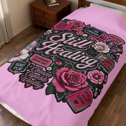 Still Healing Plush Blanket — Inspirational Floral Comfort Throw