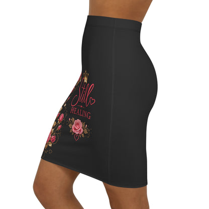 Still Healing Floral Pencil Skirt