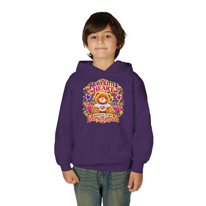 Brave Little Heart Youth Hoodie – Personalized Teddy Bear 'Love Never Leaves' Kids Sweatshirt