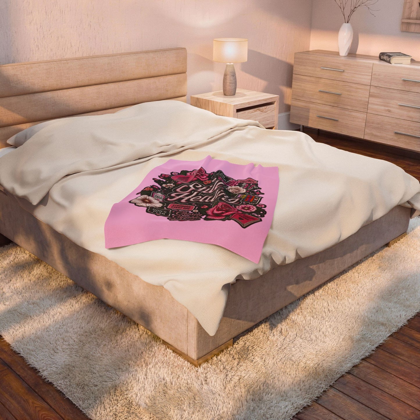 Still Healing Plush Blanket — Inspirational Floral Comfort Throw