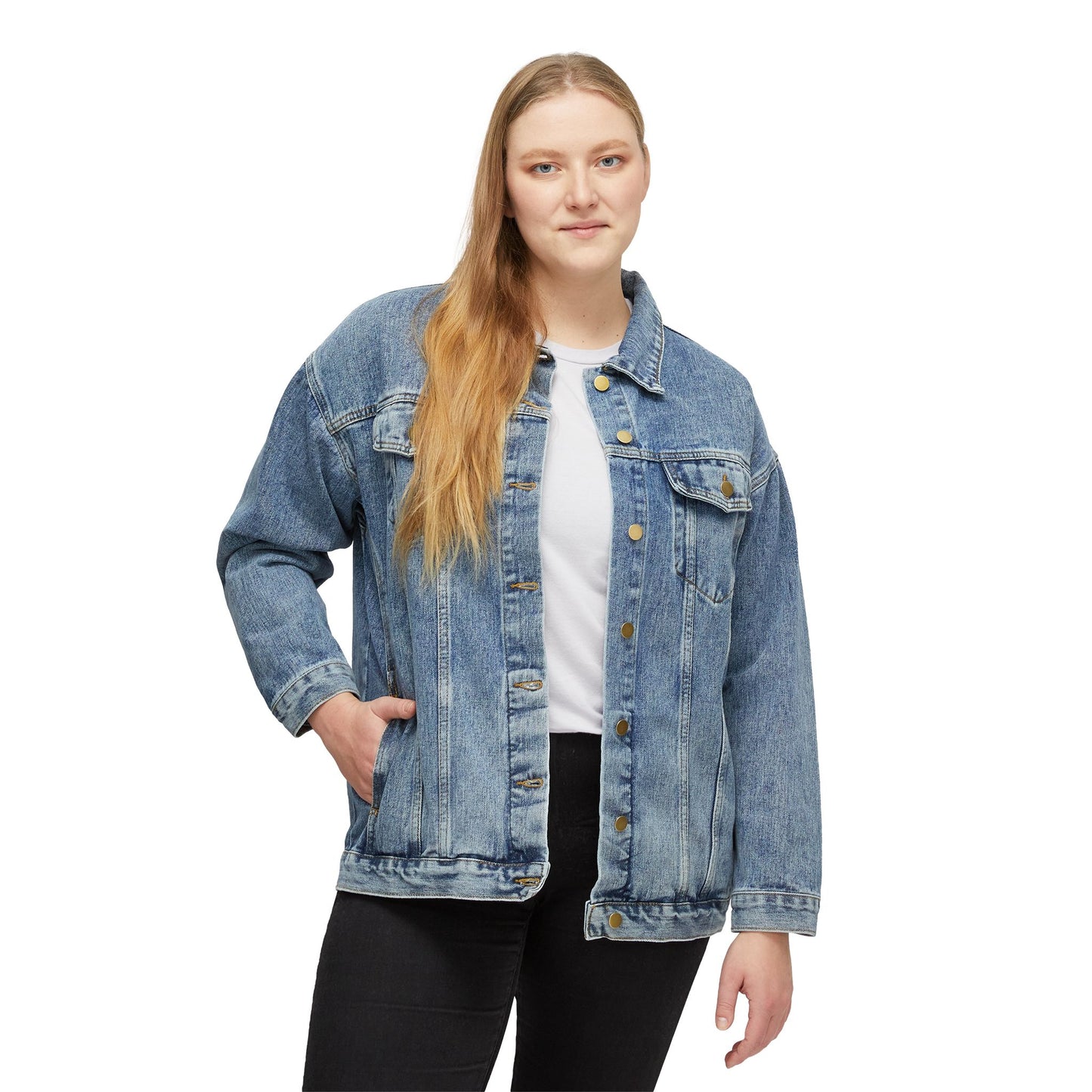 Women's Denim Jacket — "Still Healing" Floral Back Patch