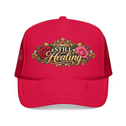 Still Healing Trucker Hat — Floral Crown Recovery Mesh Cap