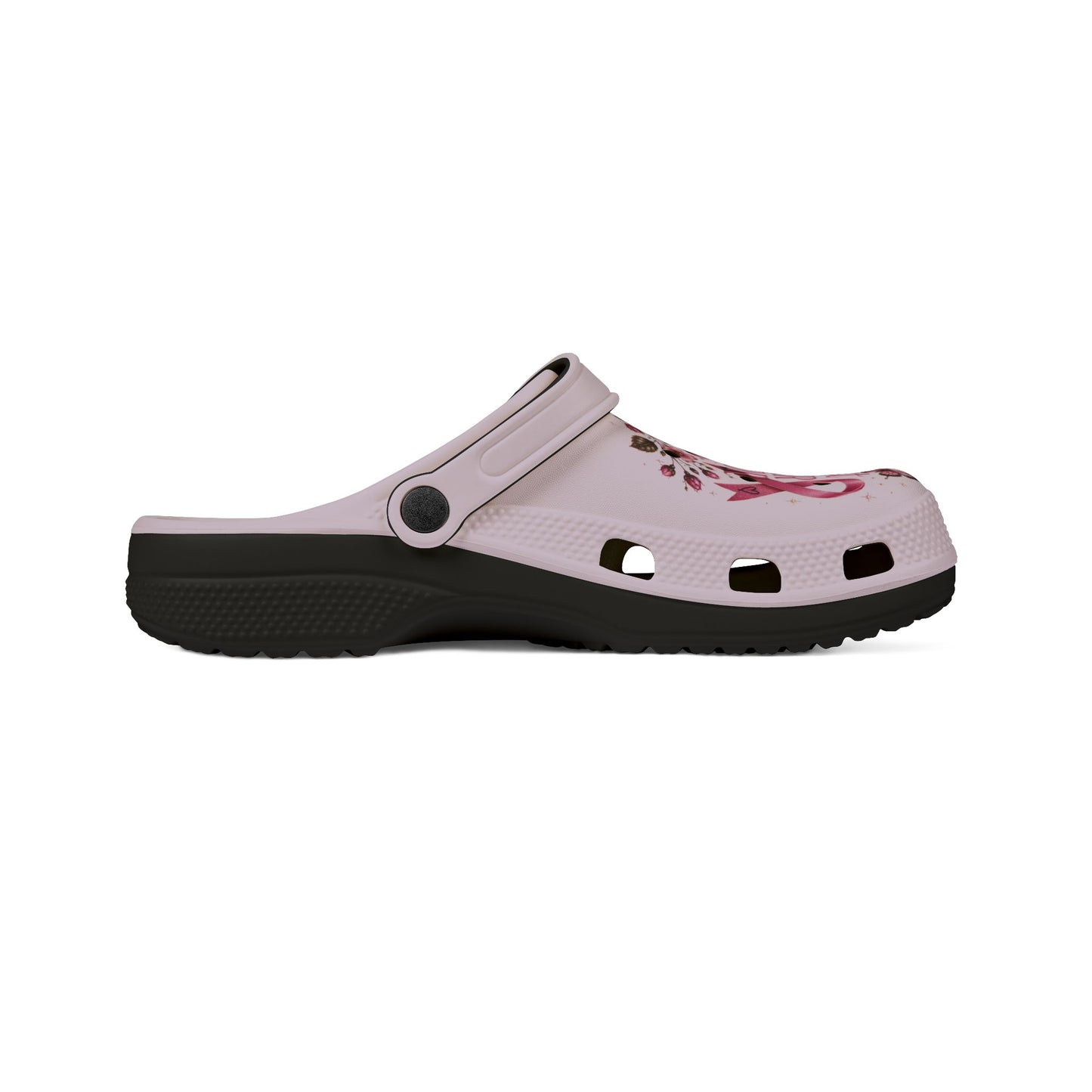 Pink Breast Cancer Survivor Clog - "I Fought I Won" Floral Ribbon EVA Shoes