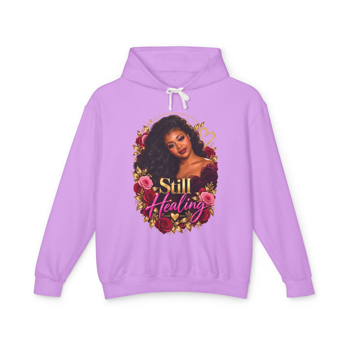 Still Healing Hoodie — Floral Heart Portrait Lightweight Hoodie