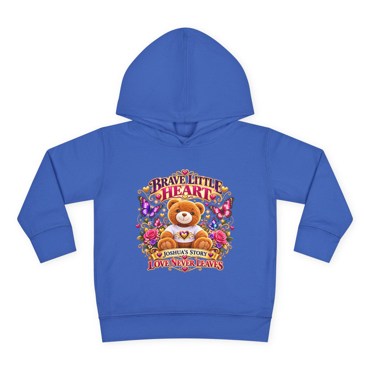 Toddler Hoodie - "Brave Little Heart" Teddy Design (Personalize: Joshua's Story)