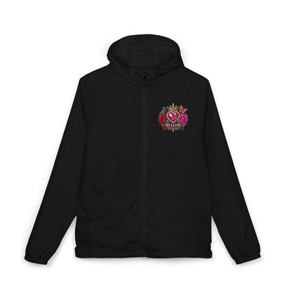 Still Healing Windbreaker Jacket — Floral Graphic Full‑Zip Hoodie Windbreaker