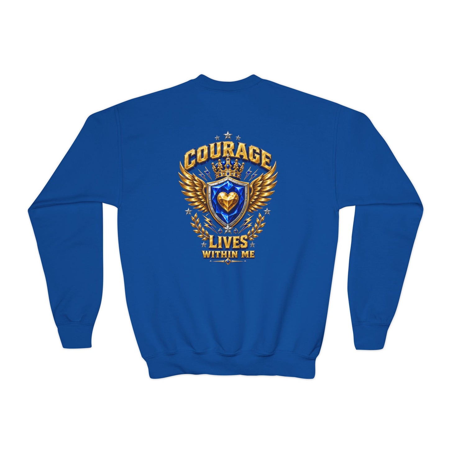 Brave Little Hearts Youth Sweatshirt — Courage Lives Within Me Crewneck