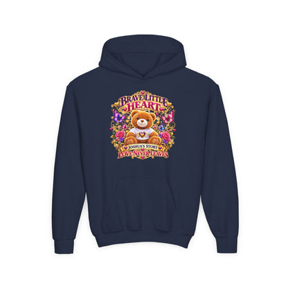 Brave Little Heart Youth Hoodie – Personalized Teddy Bear 'Love Never Leaves' Kids Sweatshirt
