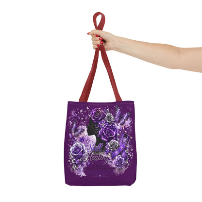 Tote Bag — Purple Silent Healing Floral Ribbon Design