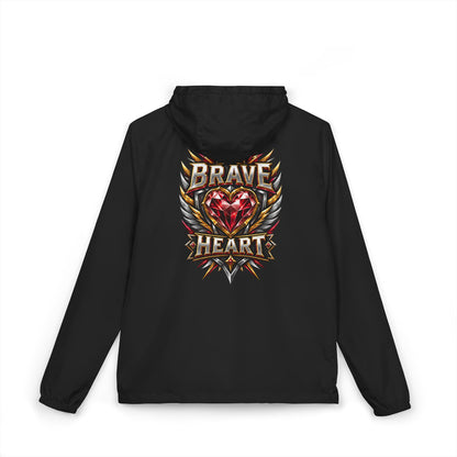 Windbreaker Jacket — "Brave Heart" Crest Hooded Zip-Up
