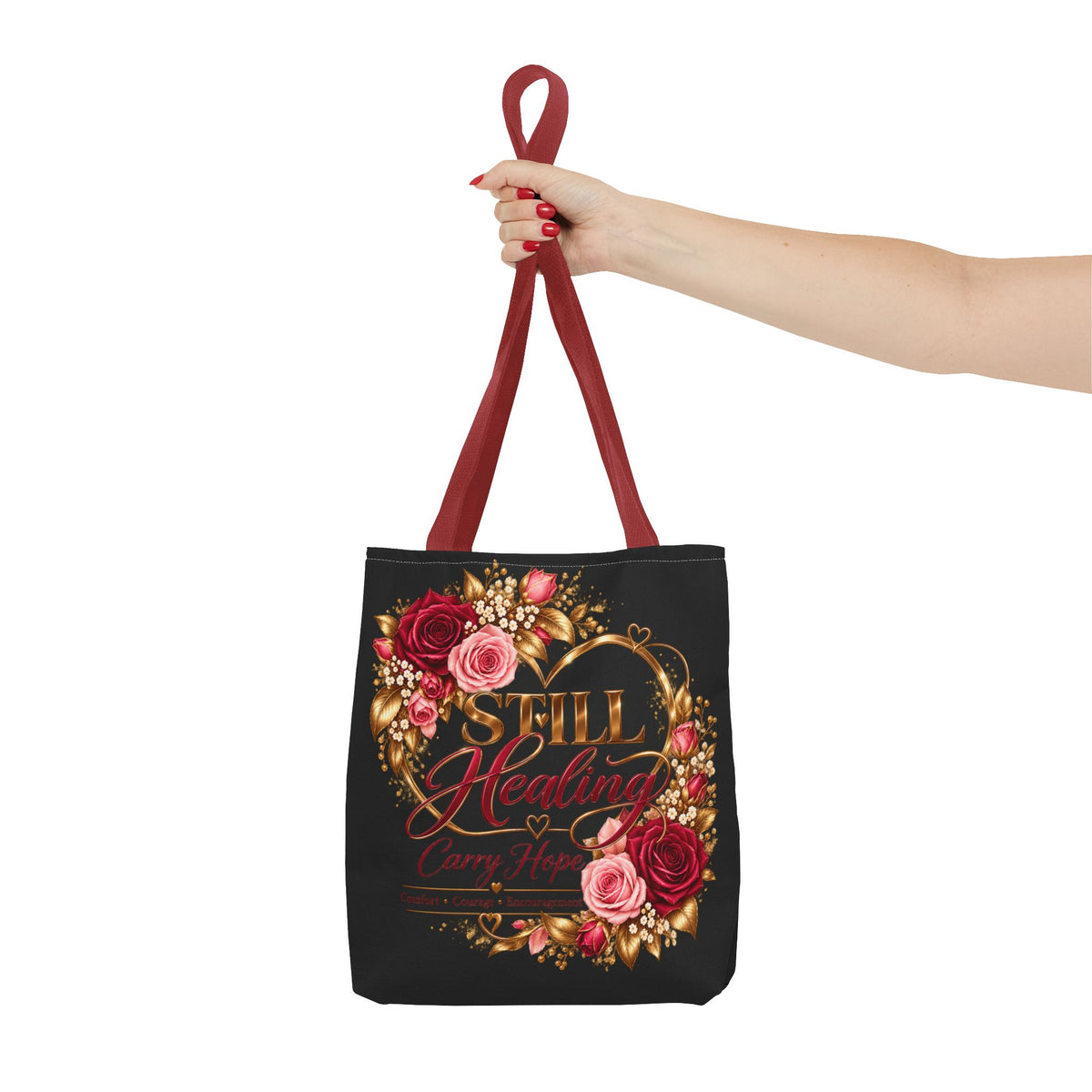 Still Healing Floral Tote Bag - Encouragement Canvas Carry All