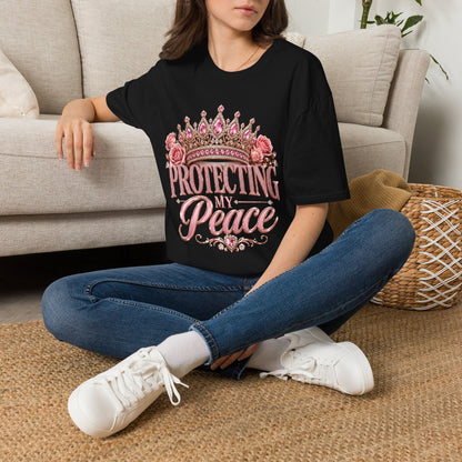 Protecting Peace Crown T-Shirt — Pink Floral Princess Graphic Tee