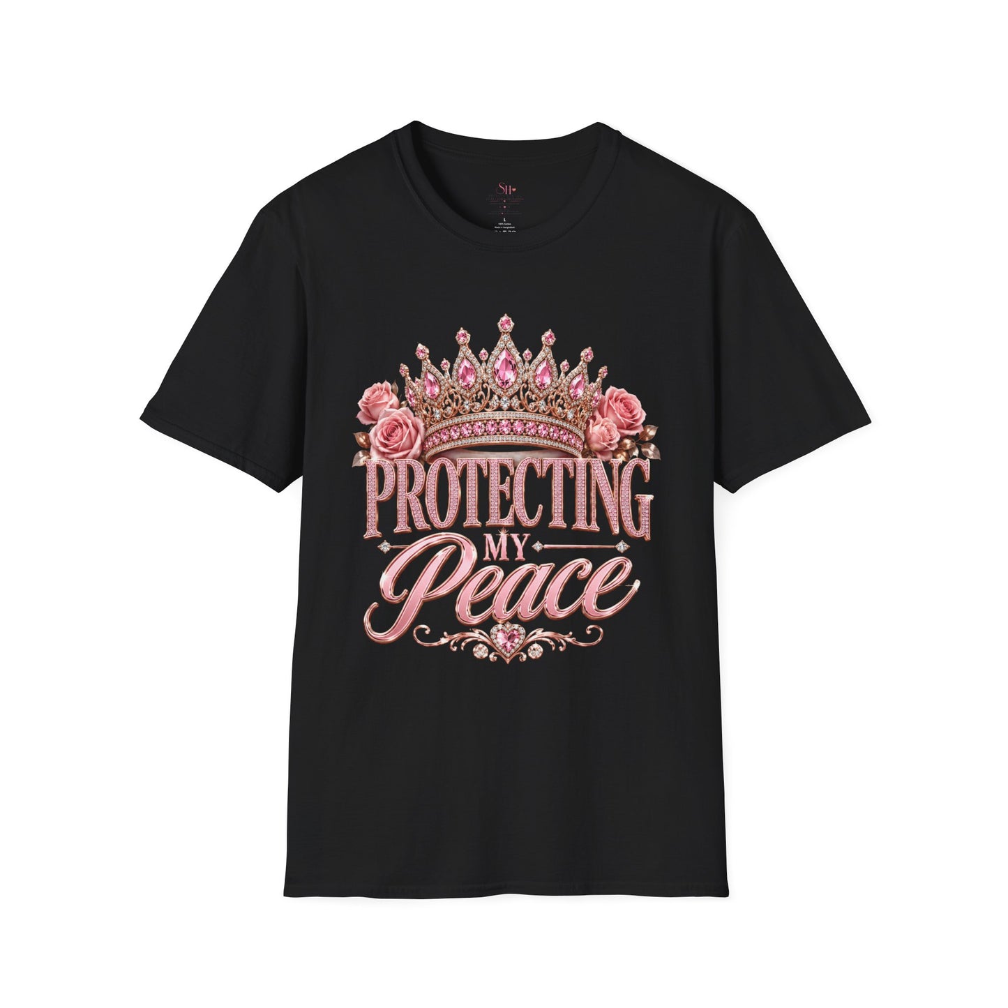 Protecting Peace Crown T-Shirt — Pink Floral Princess Graphic Tee