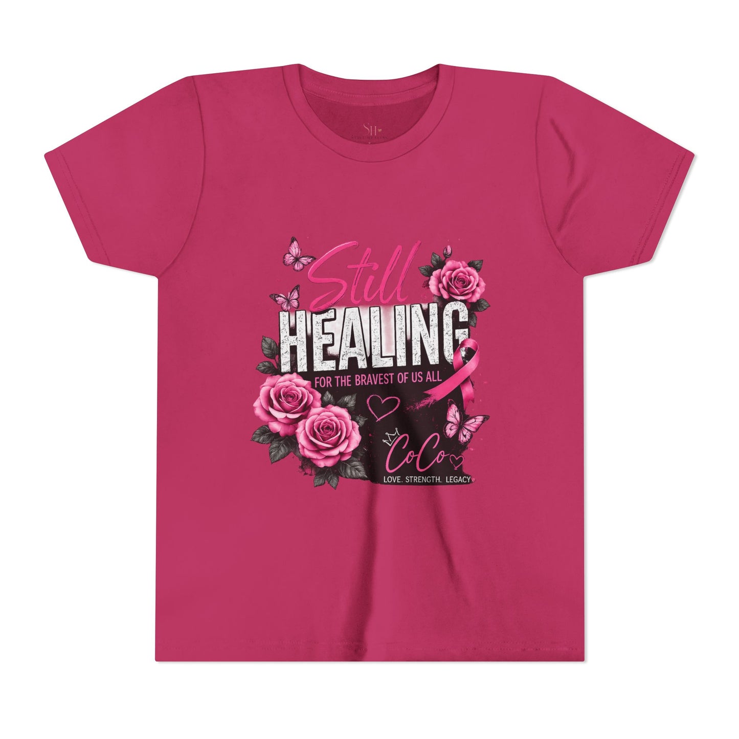 Youth Tee — "Still Healing" Memorial Shirt with Pink Ribbon & Photo Tribute