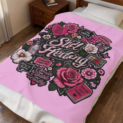 Still Healing Plush Blanket — Inspirational Floral Comfort Throw