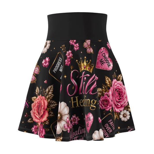 Still Healing Floral Skater Skirt – Empowerment Graphic Women's Skirt