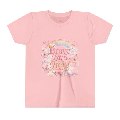 Brave Little Heart Youth Tee — Rainbow Butterflies Floral Kids Shirt