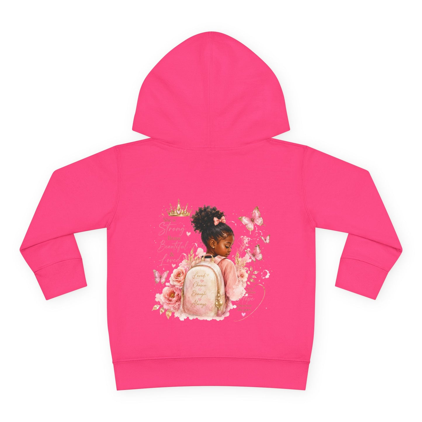 Toddler Hoodie — Little Princess Backpack Design (Girls, Pink Butterflies)