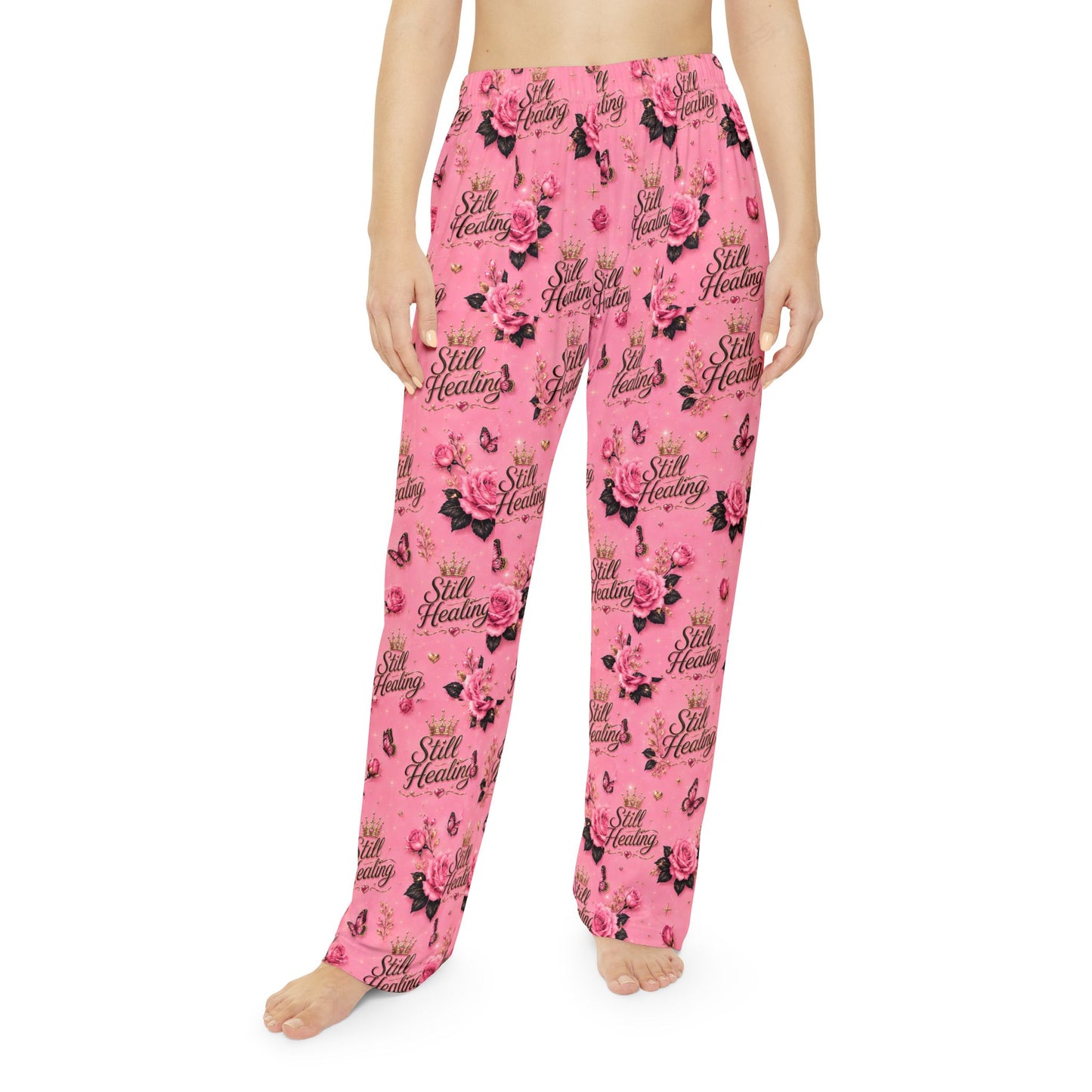 Pink Floral "Still Healing" Women's Pajama Pants — Cozy Lounge Sleepwear