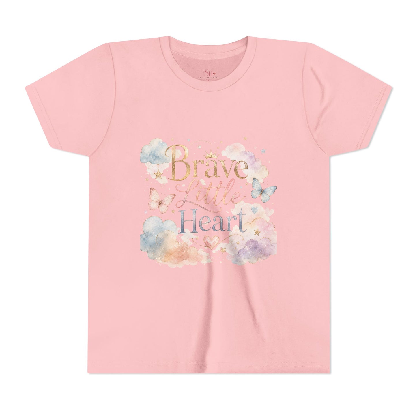 Youth Tee — "Brave Little Heart" Watercolor Butterfly Kids Shirt