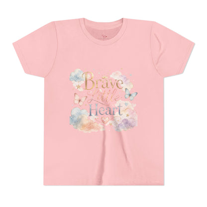 Youth Tee — "Brave Little Heart" Watercolor Butterfly Kids Shirt