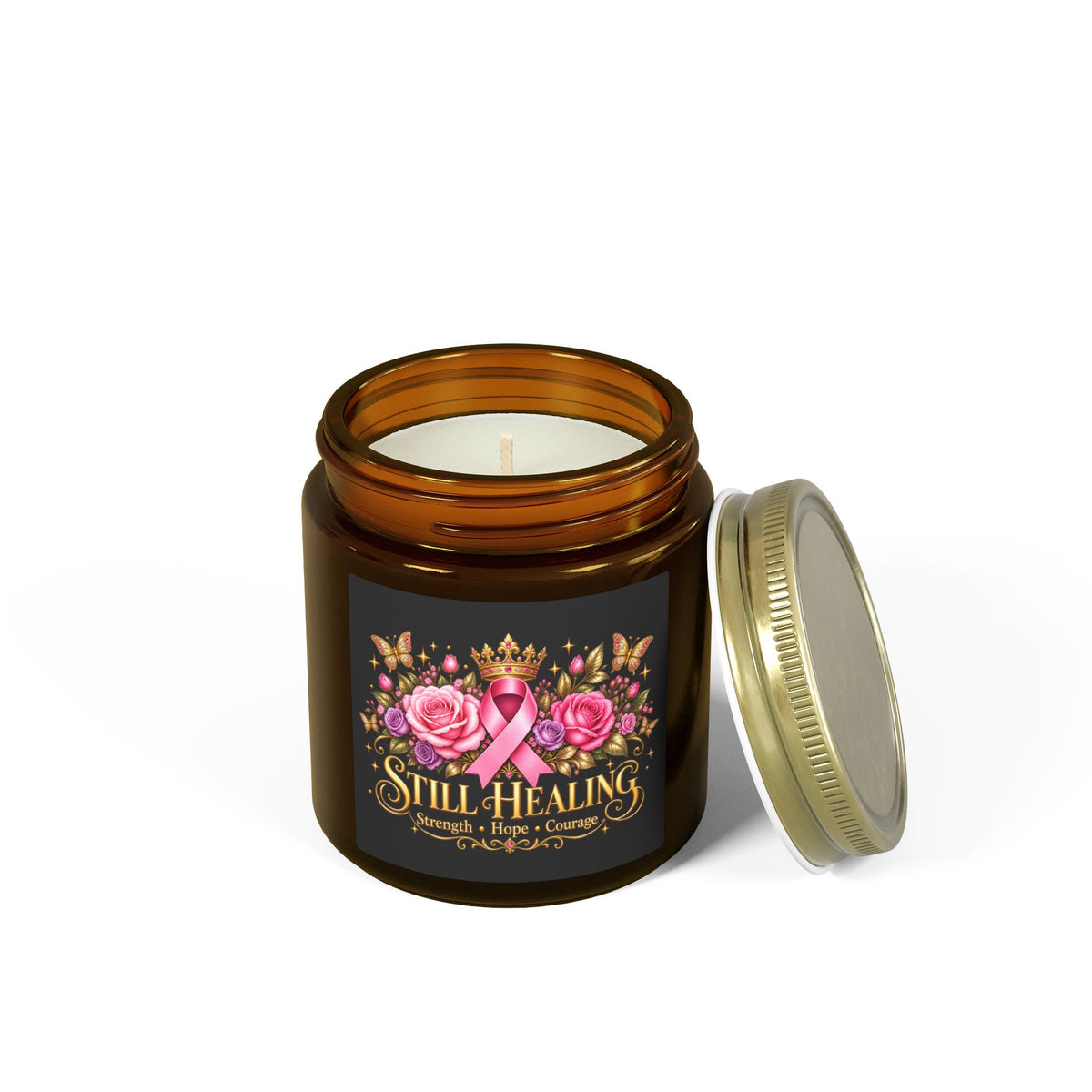 Still Healing Coconut Apricot Scented Candle (4oz/9oz) — Breast Cancer Awareness