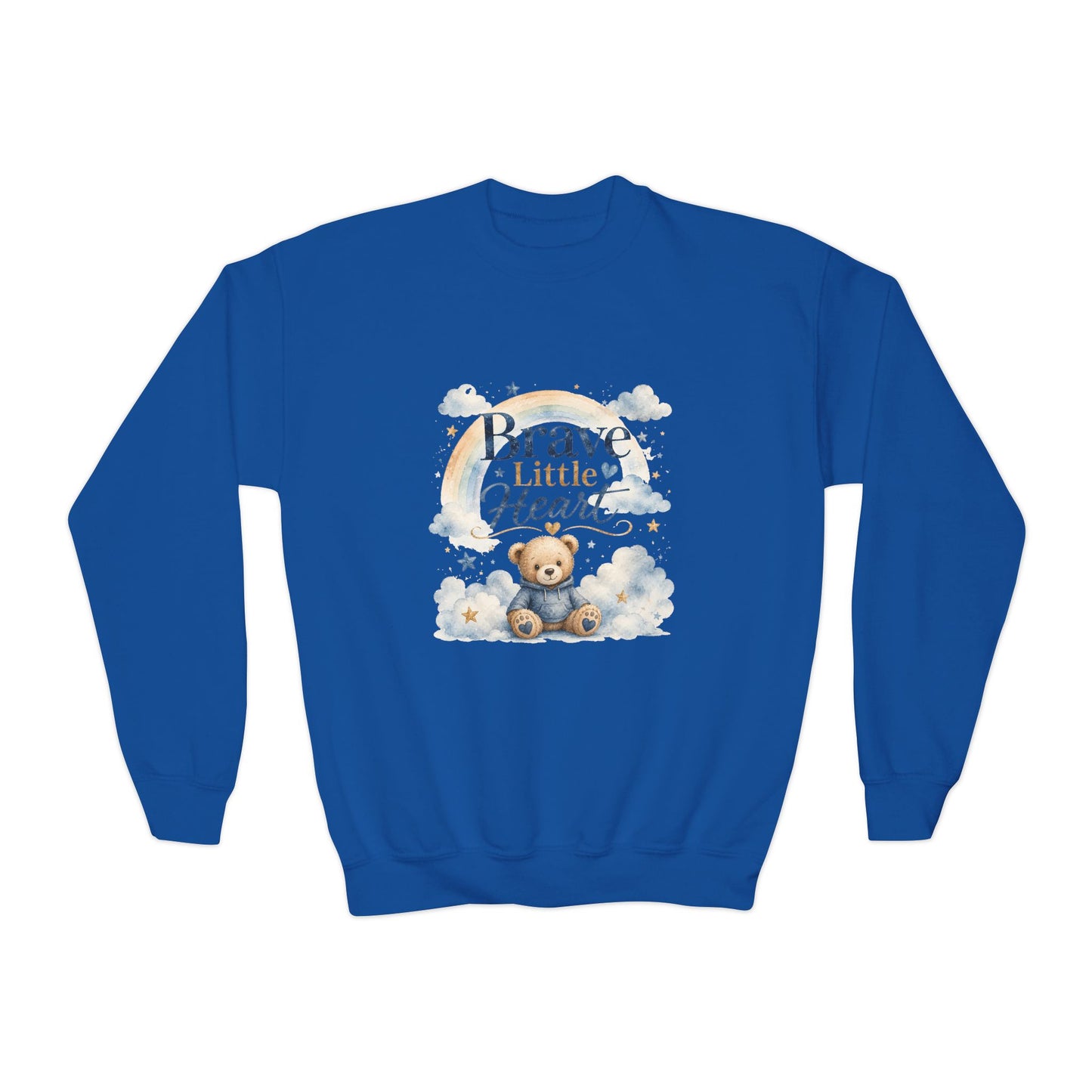 Youth Sweatshirt — "Brave Little Heart" Teddy Bear Kids Crewneck
