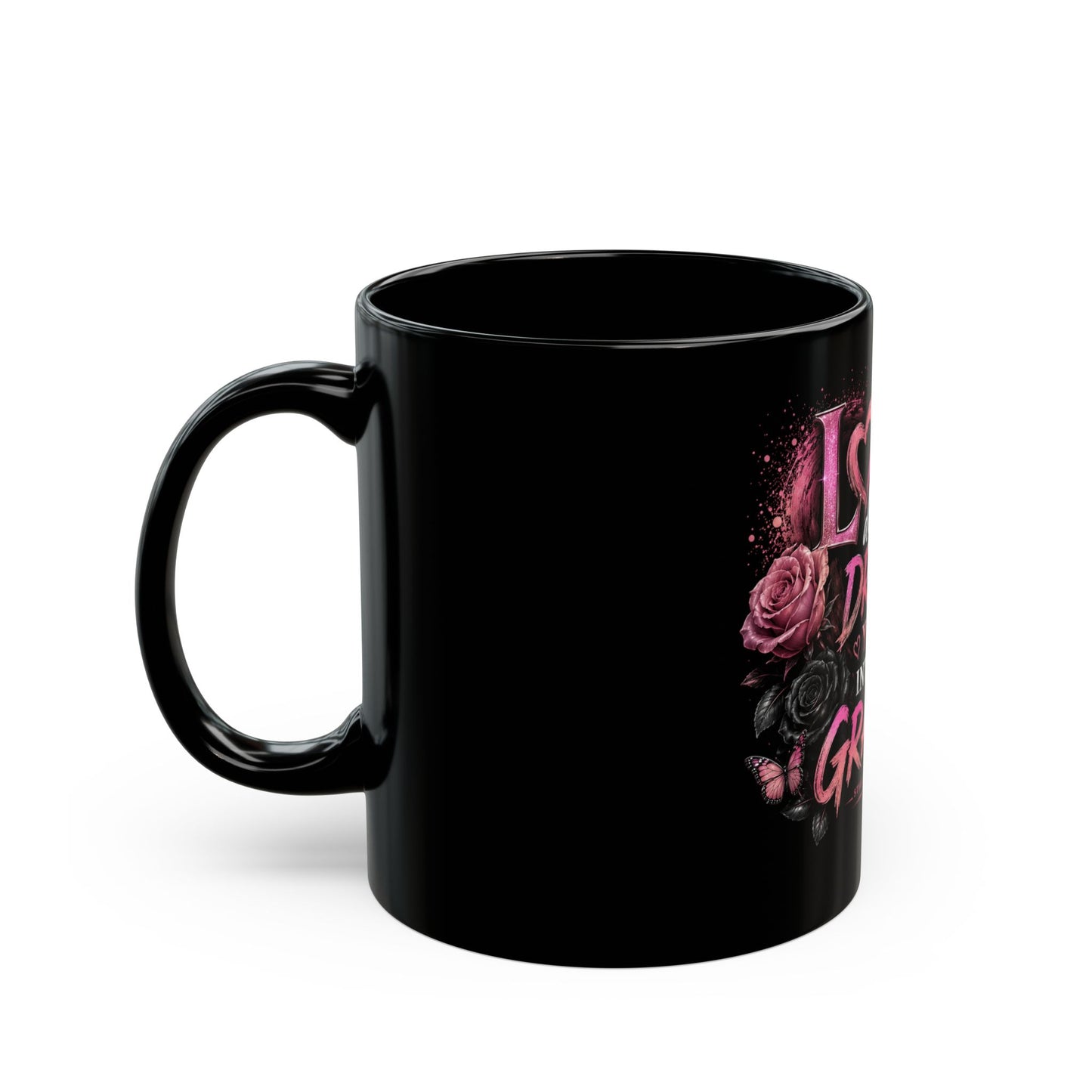 Love Don't Drive You Into a Grave Black Mug — Gothic Romantic Coffee Cup (11oz/15oz)