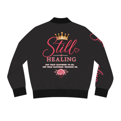 Still Healing Bomber Jacket — Women’s Inspirational Crown & Rose Jacket