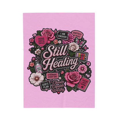 Still Healing Plush Blanket — Inspirational Floral Comfort Throw