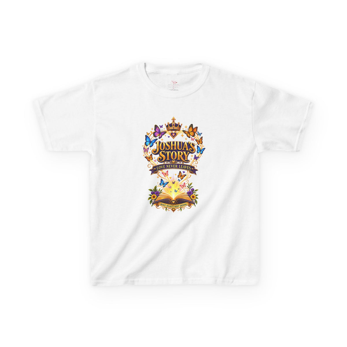Kids T-Shirt — "Joshua's Story" Magical Book & Crown Design