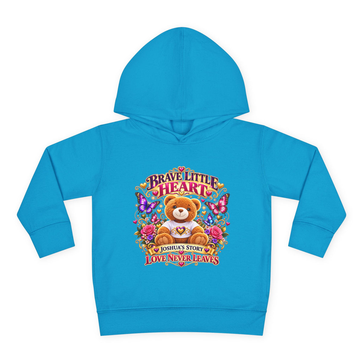 Toddler Hoodie - "Brave Little Heart" Teddy Design (Personalize: Joshua's Story)