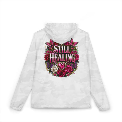 Still Healing Windbreaker Jacket — Floral Graphic Full‑Zip Hoodie Windbreaker