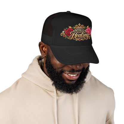 Still Healing Trucker Hat — Floral Crown Recovery Mesh Cap