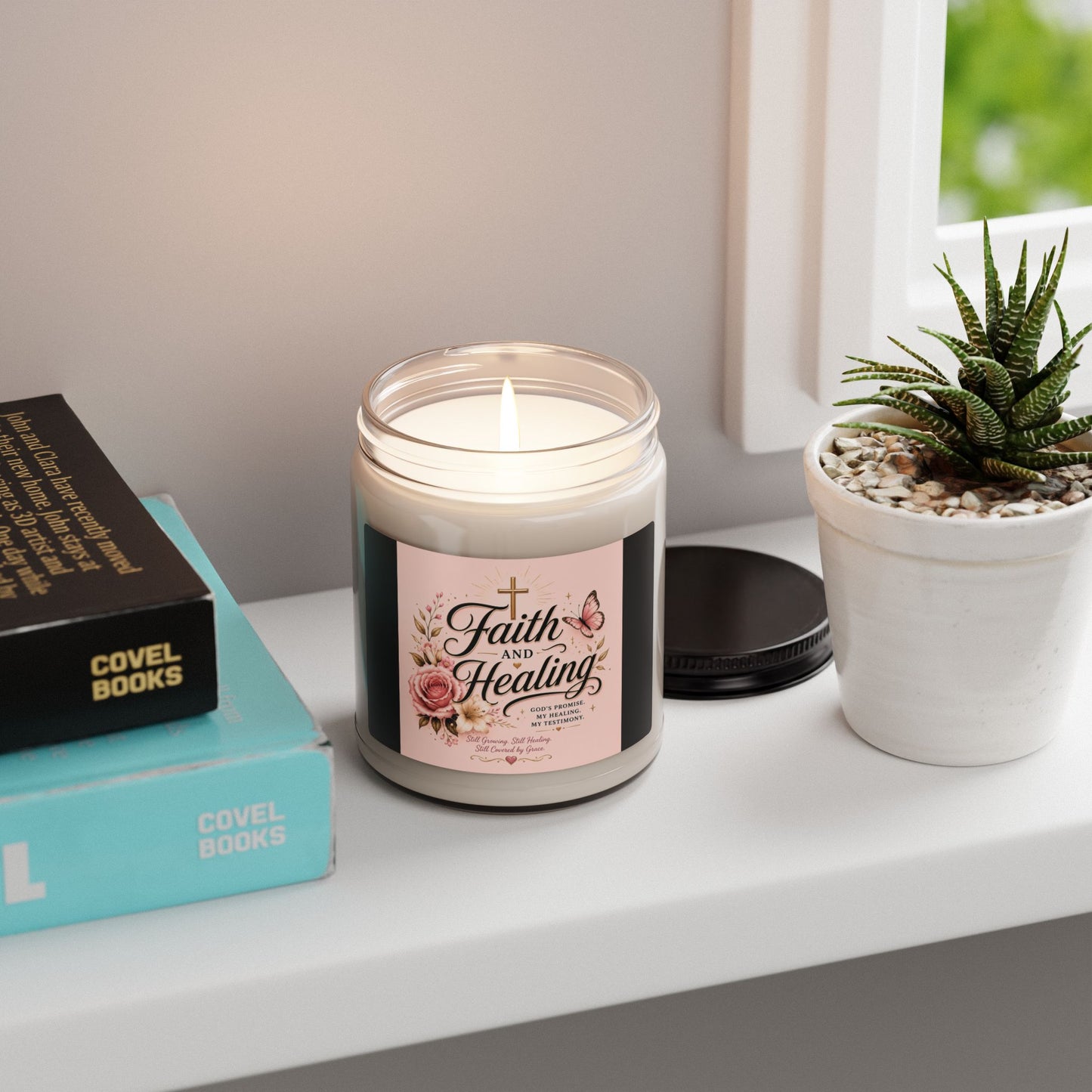 Faith and Healing Scented Soy Candle — 9 oz Inspirational Floral Jar