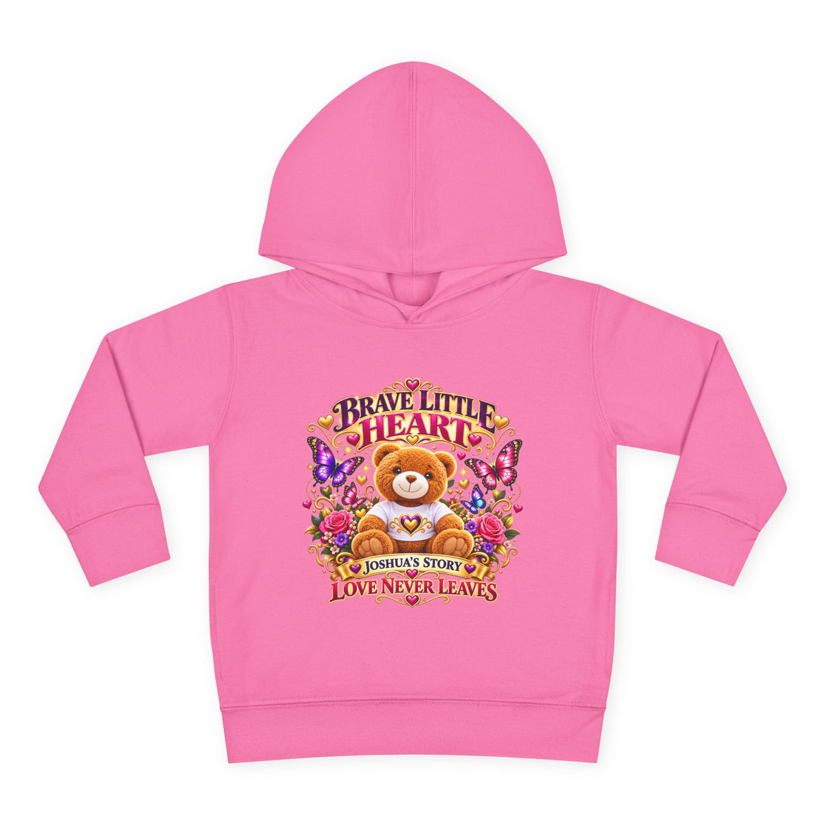 Toddler Hoodie - "Brave Little Heart" Teddy Design (Personalize: Joshua's Story)