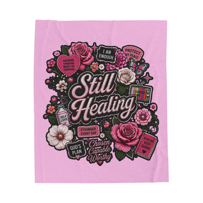 Still Healing Plush Blanket — Inspirational Floral Comfort Throw