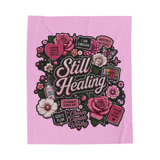 Still Healing Plush Blanket — Inspirational Floral Comfort Throw