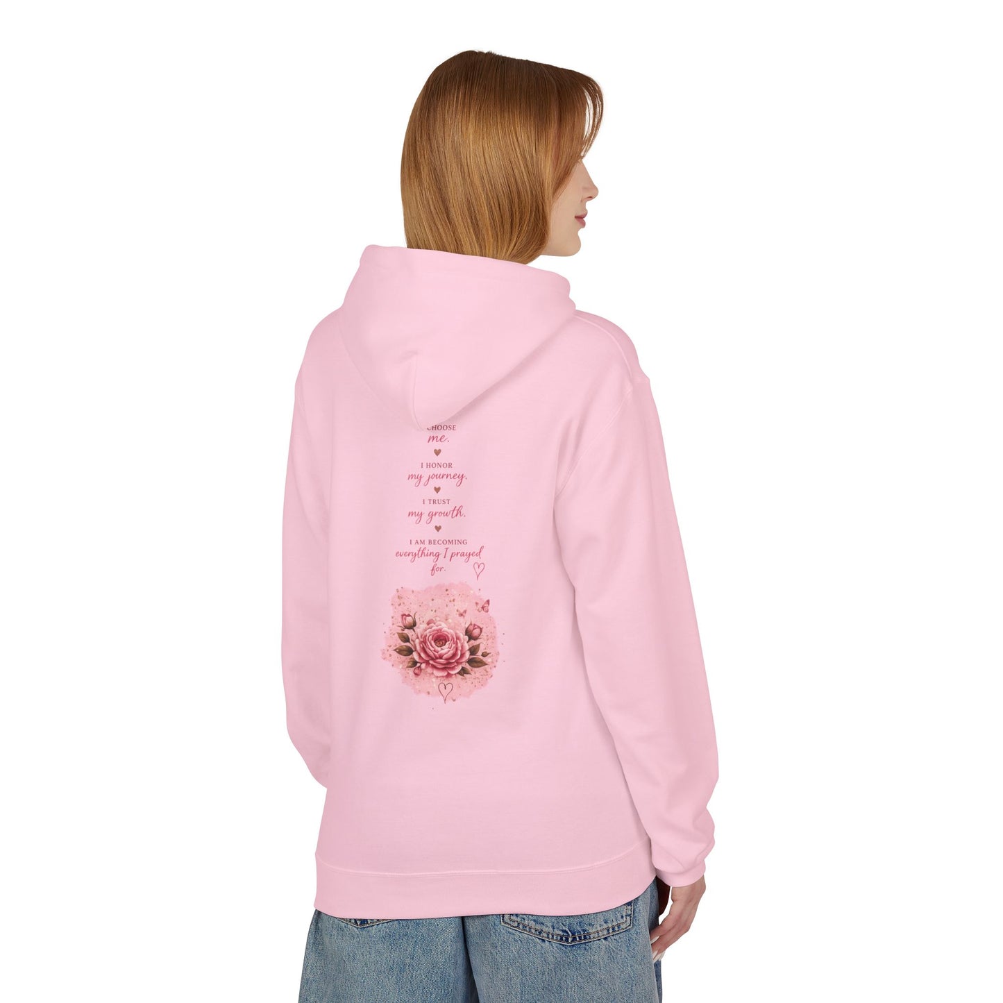 Hoodie — Pink Rose Watercolor Quote Pullover